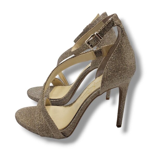 Jessica Simpson Rayli 2 Sandal Womens 7 Gold Ankle Strap High Heel Strappy - Picture 5 of 9